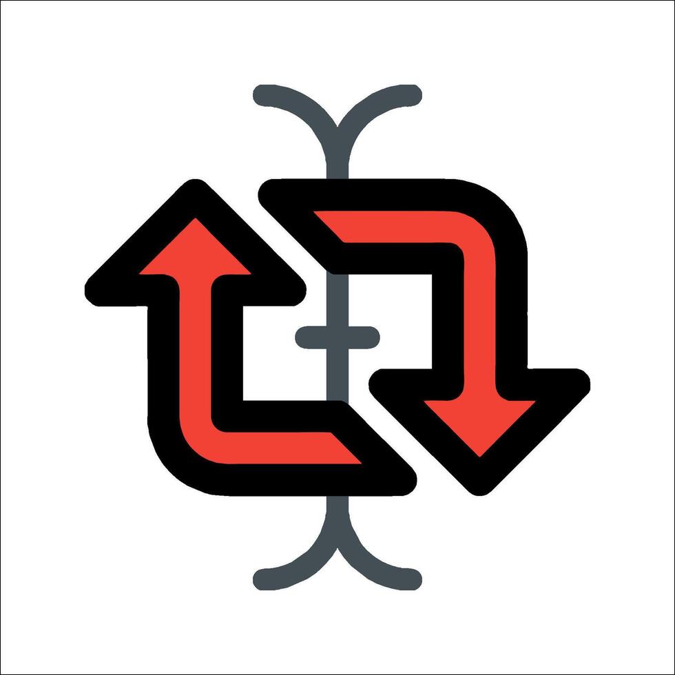 A red and black arrow pointing to the right vector