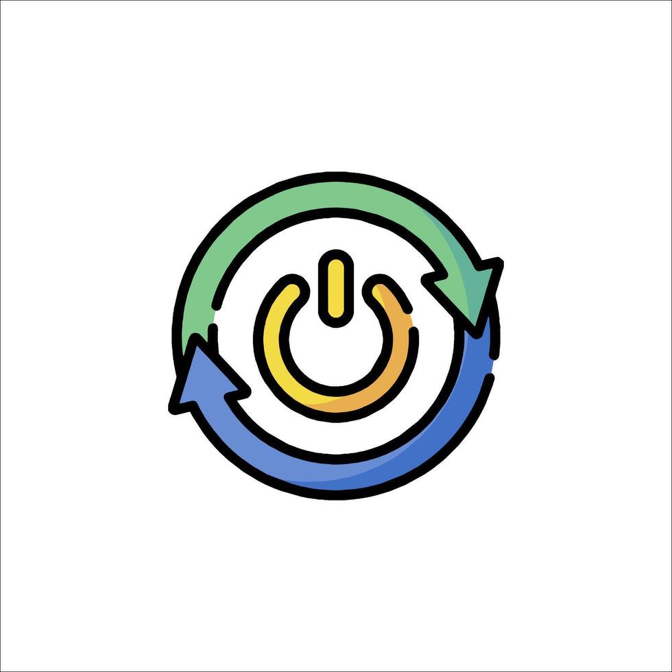A colorful icon of a power button vector