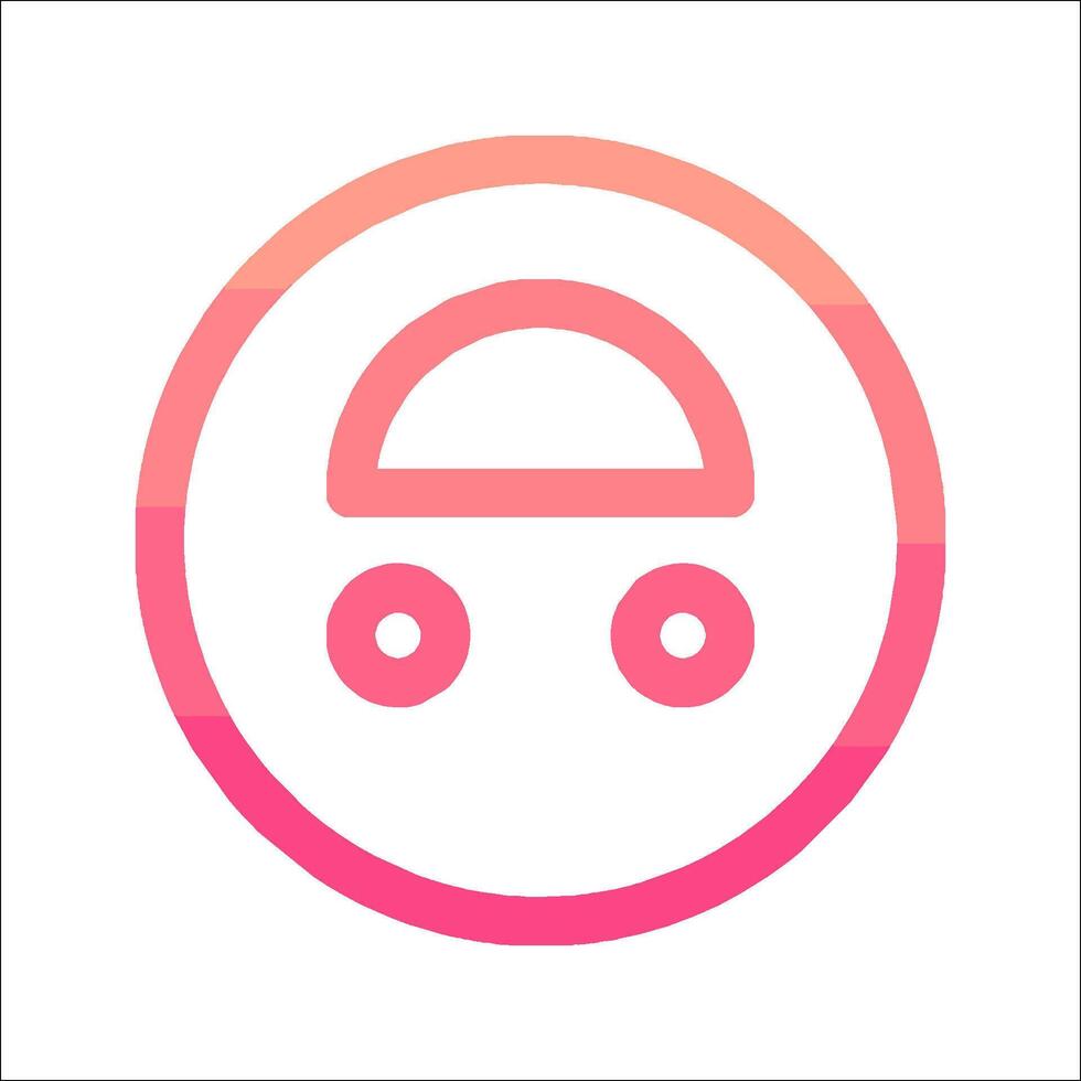 A pink and orange icon with a car in the center vector