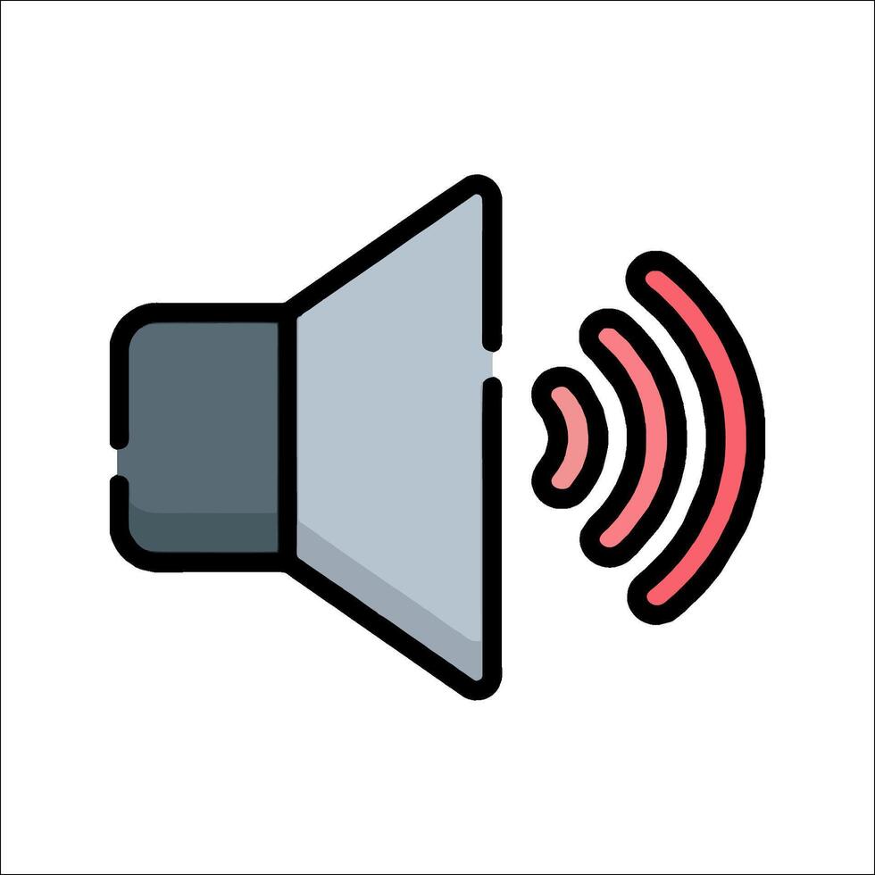 A speaker icon with a red light vector