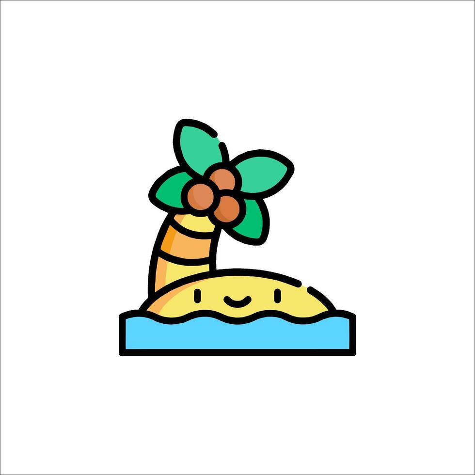 A cartoon palm tree on an island vector