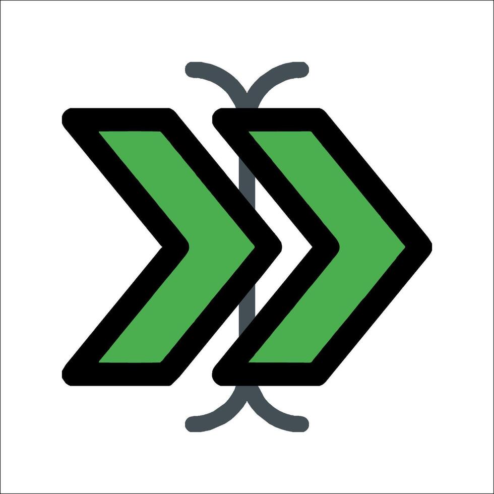 A green arrow pointing to the right vector