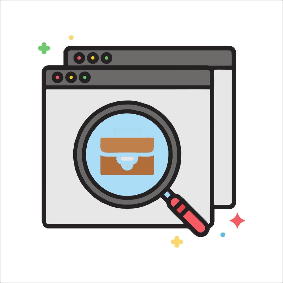 Magnifying glass icon with folder and magnifying glass vector