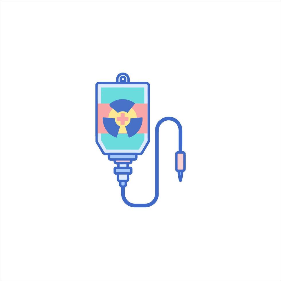 A blood bag with a radioactive symbol on it vector