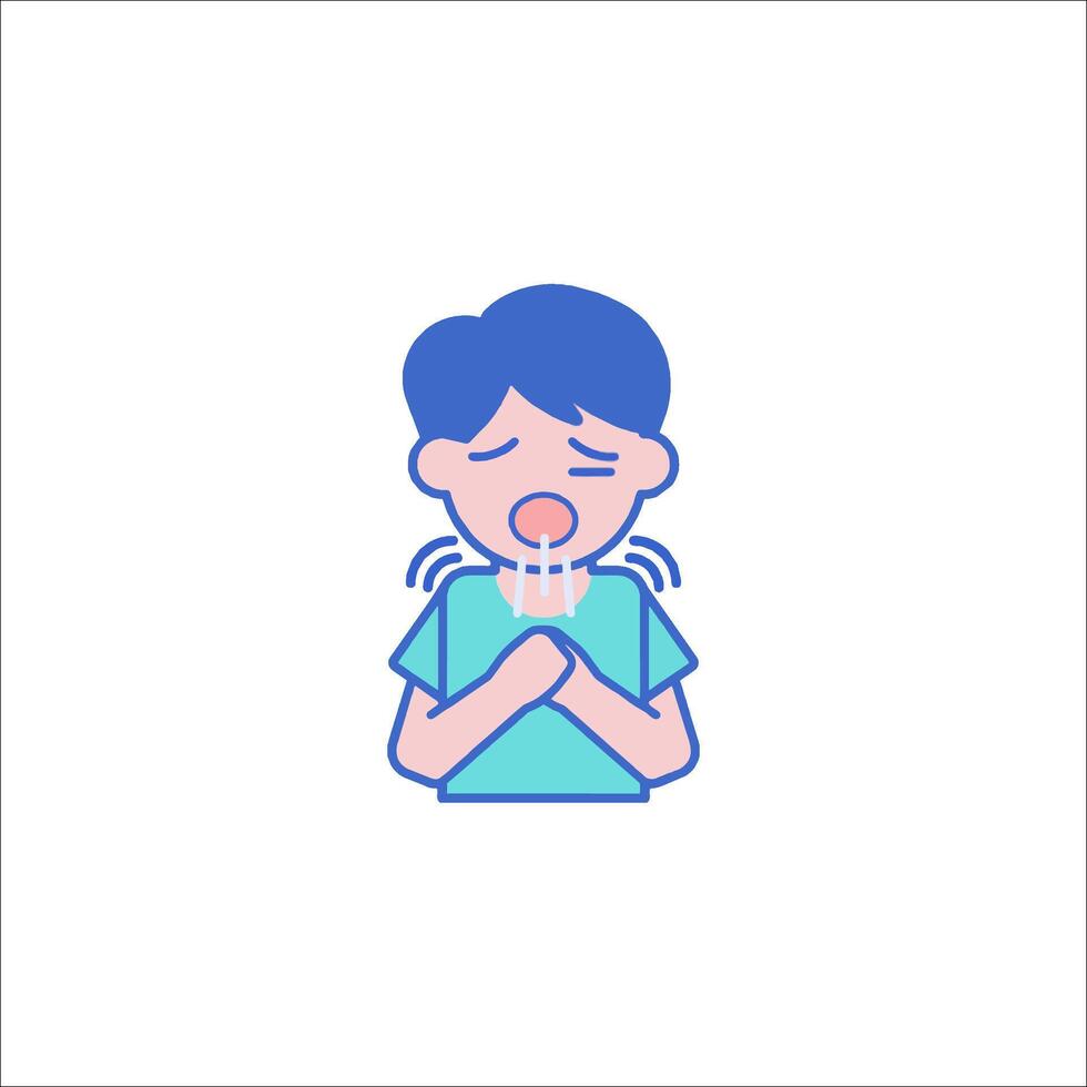 A boy with his hands on his chest and his mouth open vector