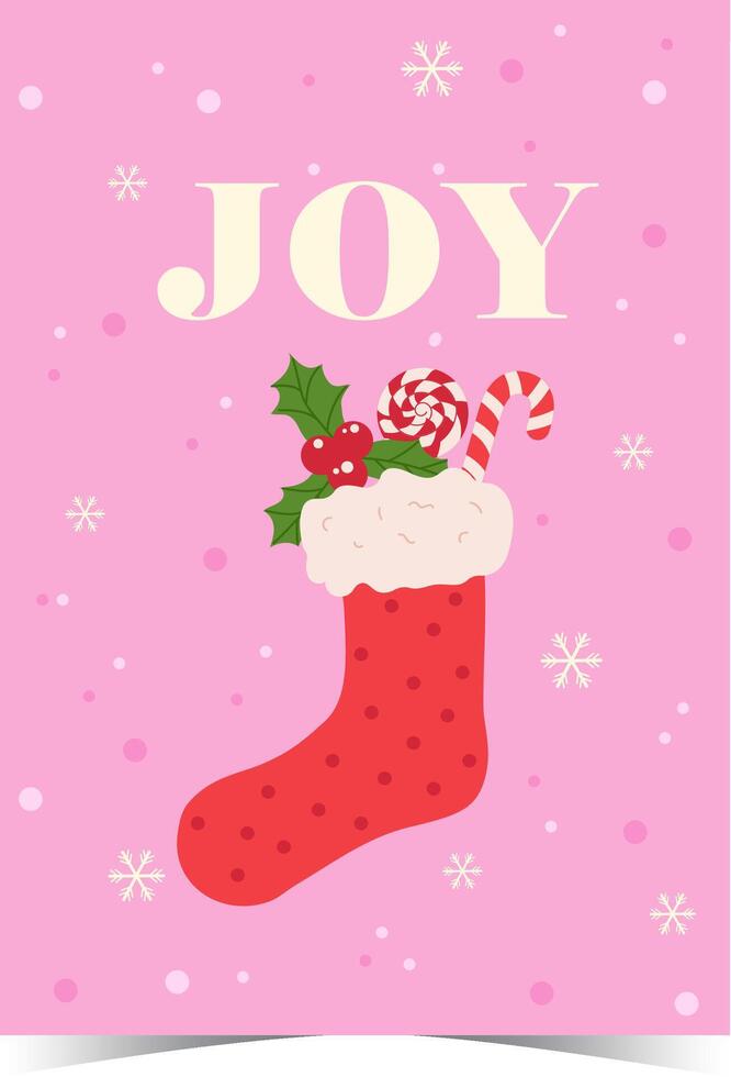 Hand drawn abstract fun Merry Christmas greeting card isolated on white background vector