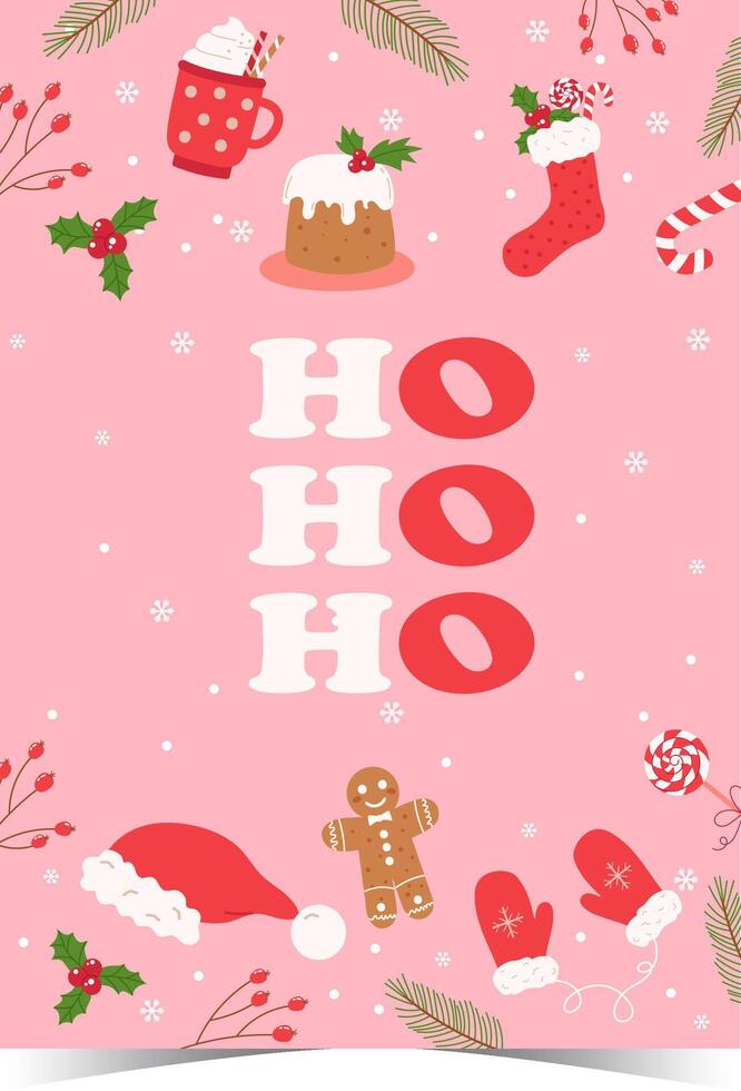 Merry Christmas greeting card template illustration vector