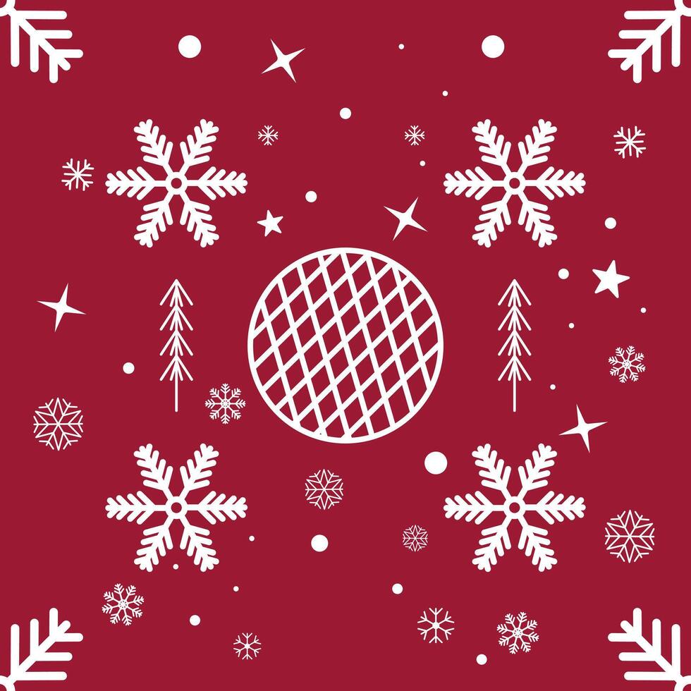 White Snowflakes and ornamented bauble Seamless Pattern on red background for Christmas and New Year, texture clothing scarf decoration vector