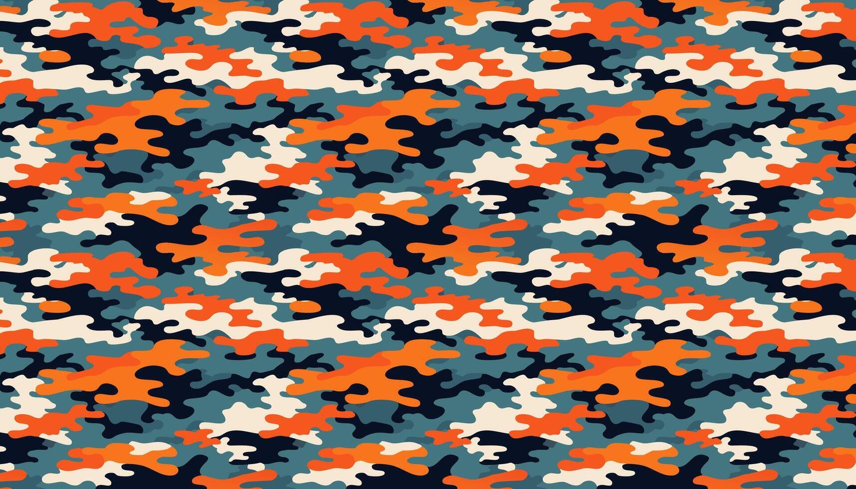 Multicolor orange, blue and white Camouflage background. Seamless pattern. illustration. vector
