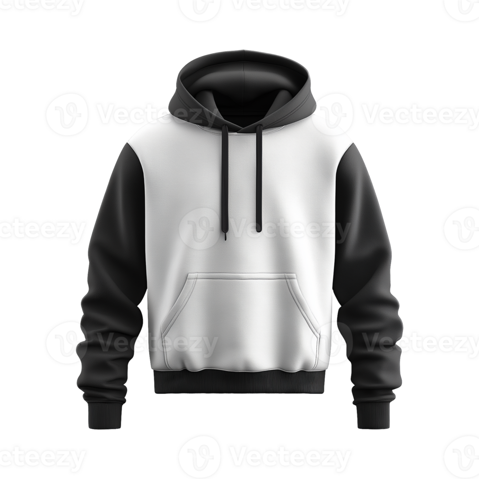 Black and White Stylish Hoodie isolated on Transparency background png