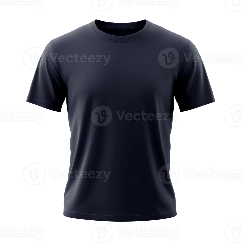 Front view of blue navy plain t-shirt mockup png