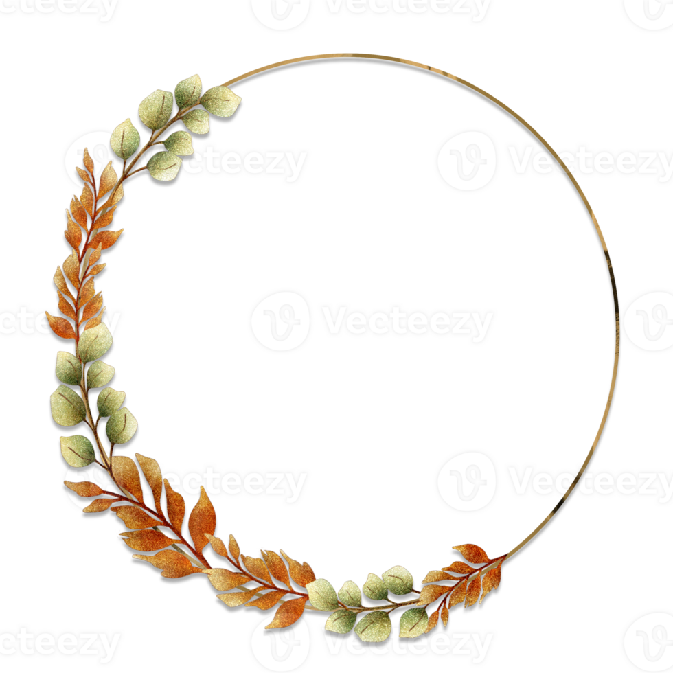 A circle with leaves and branches in it png
