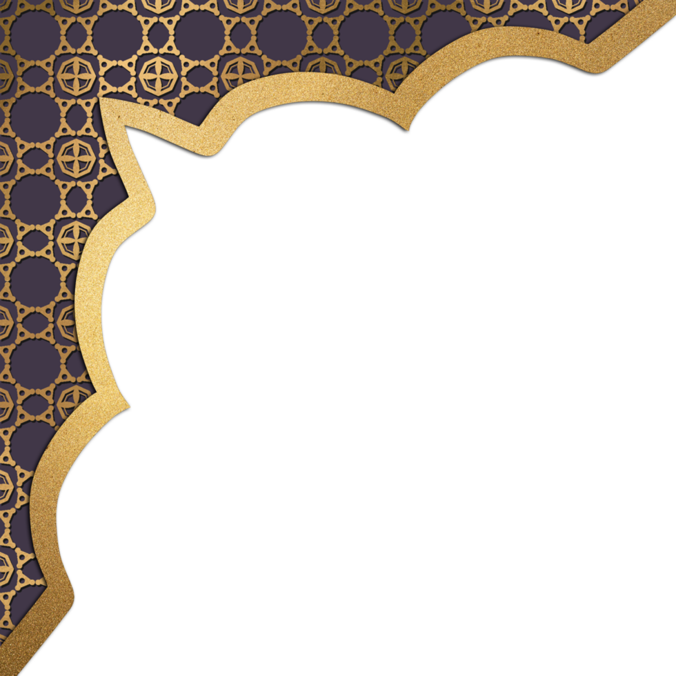 Golden pattern frame border with Transparent background png
