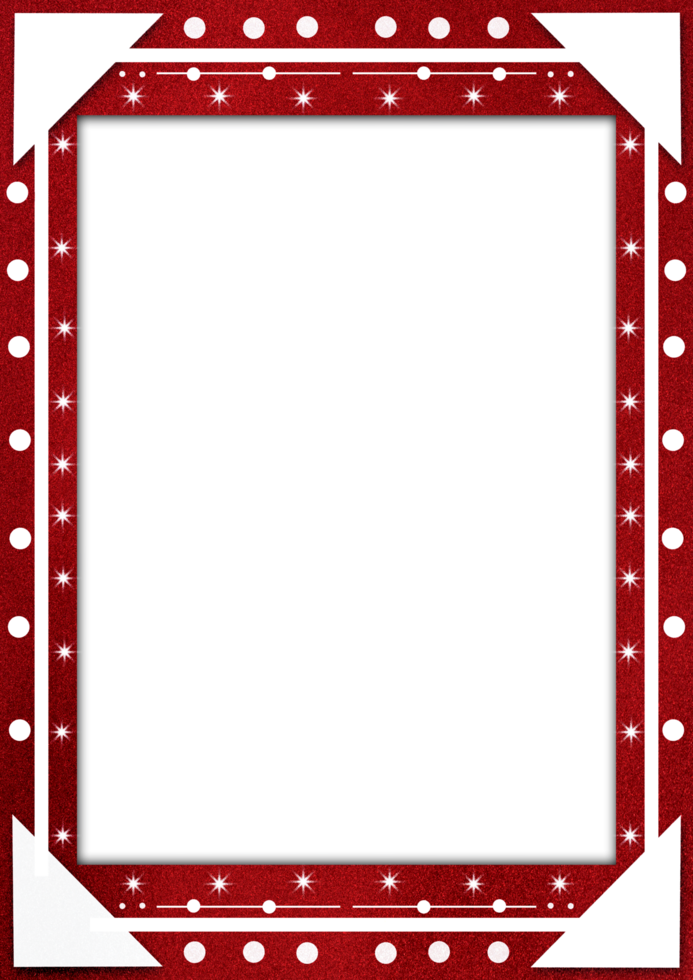A red frame with white polka dots png