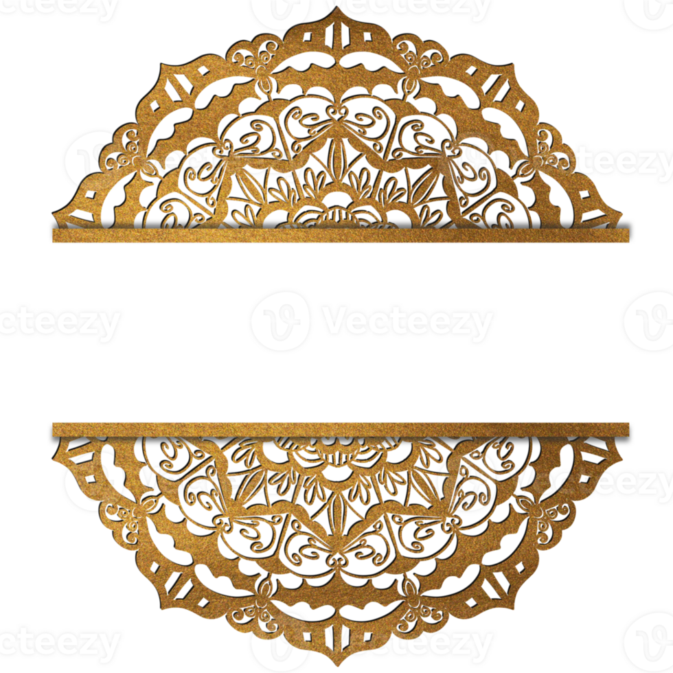 Golden ornate frame border with a Transparent background png