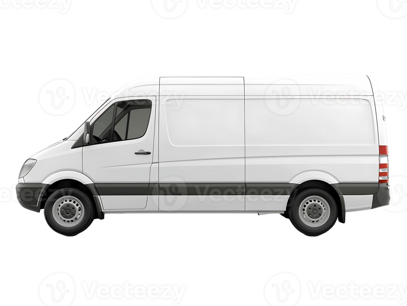 Isolated Delivery Van in White on Transparent png