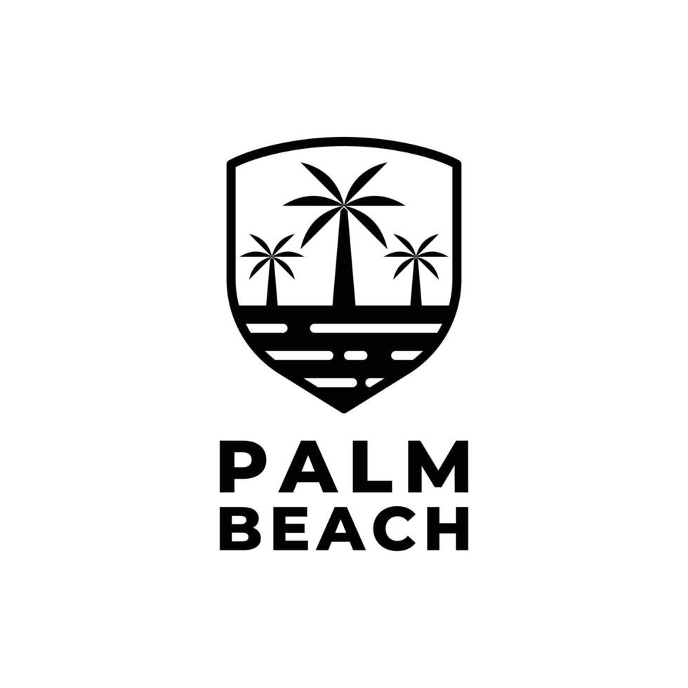 palm beach wave island logo design concept idea vector
