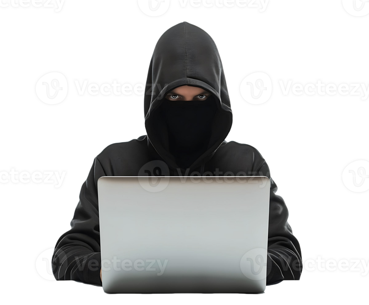 isolado hacker em computador portátil com transparente fundo png