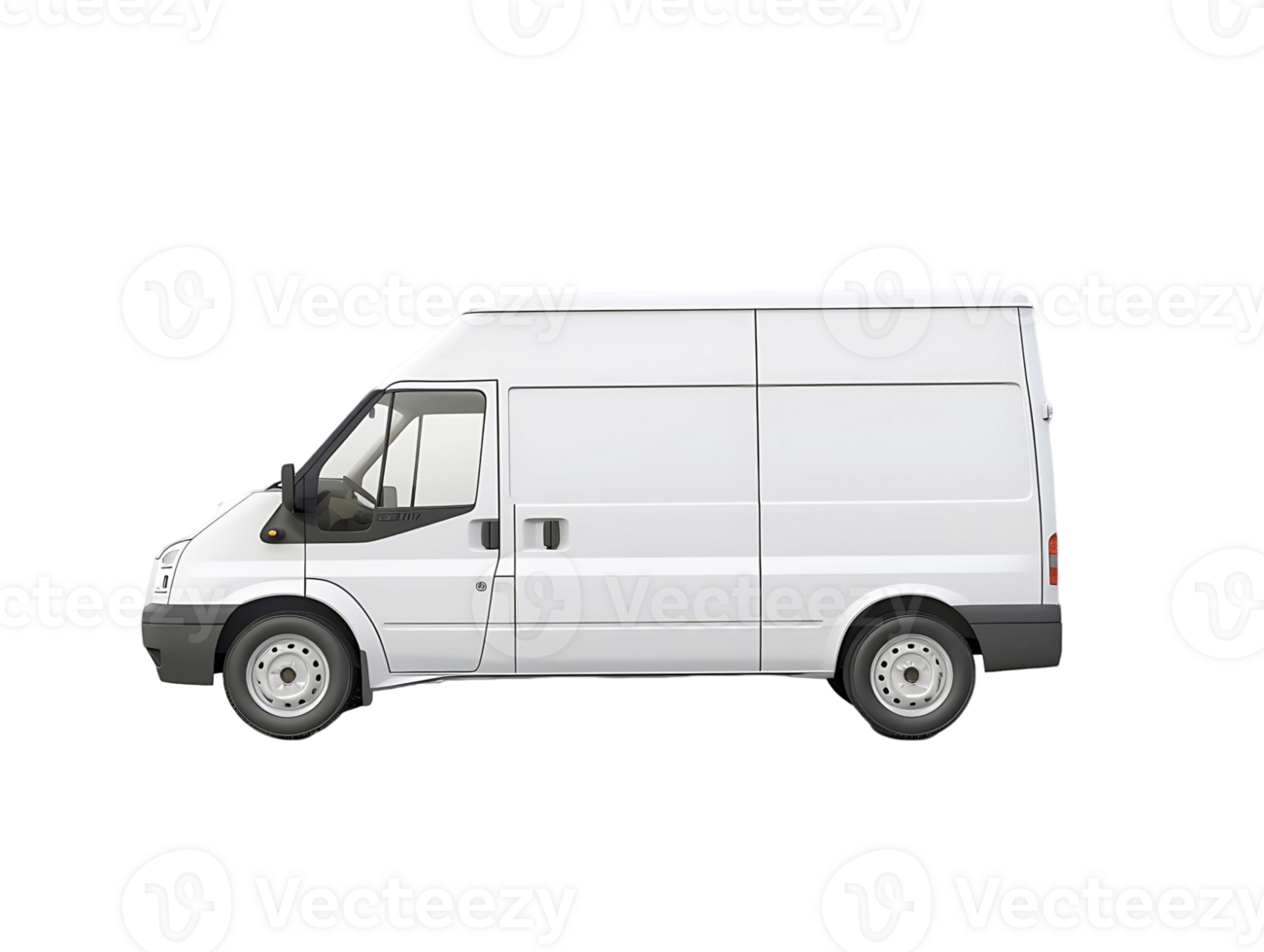 White Delivery Van on Clear Transparent Background png