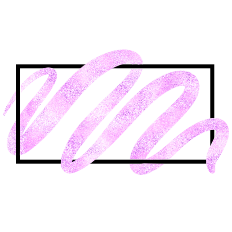 Black rectangle frame with a glittery purple wavy line png