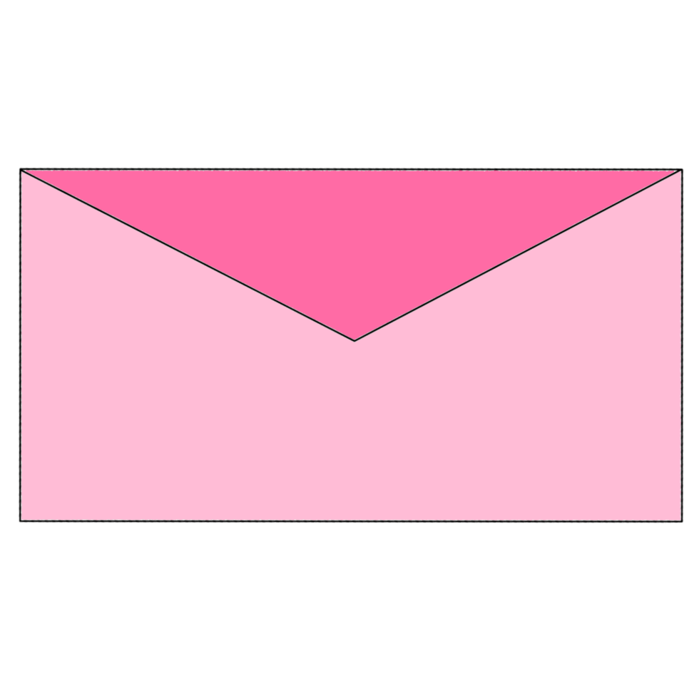 A pink envelope with a thin black outline png