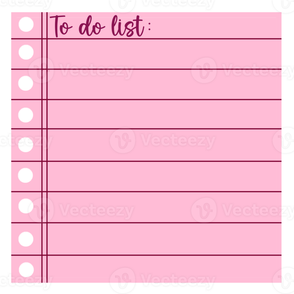 Pink to do list square note, template png