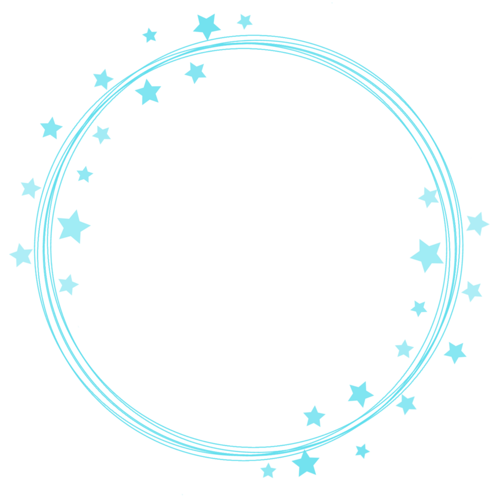 Blue circle frame with blue stars around it png