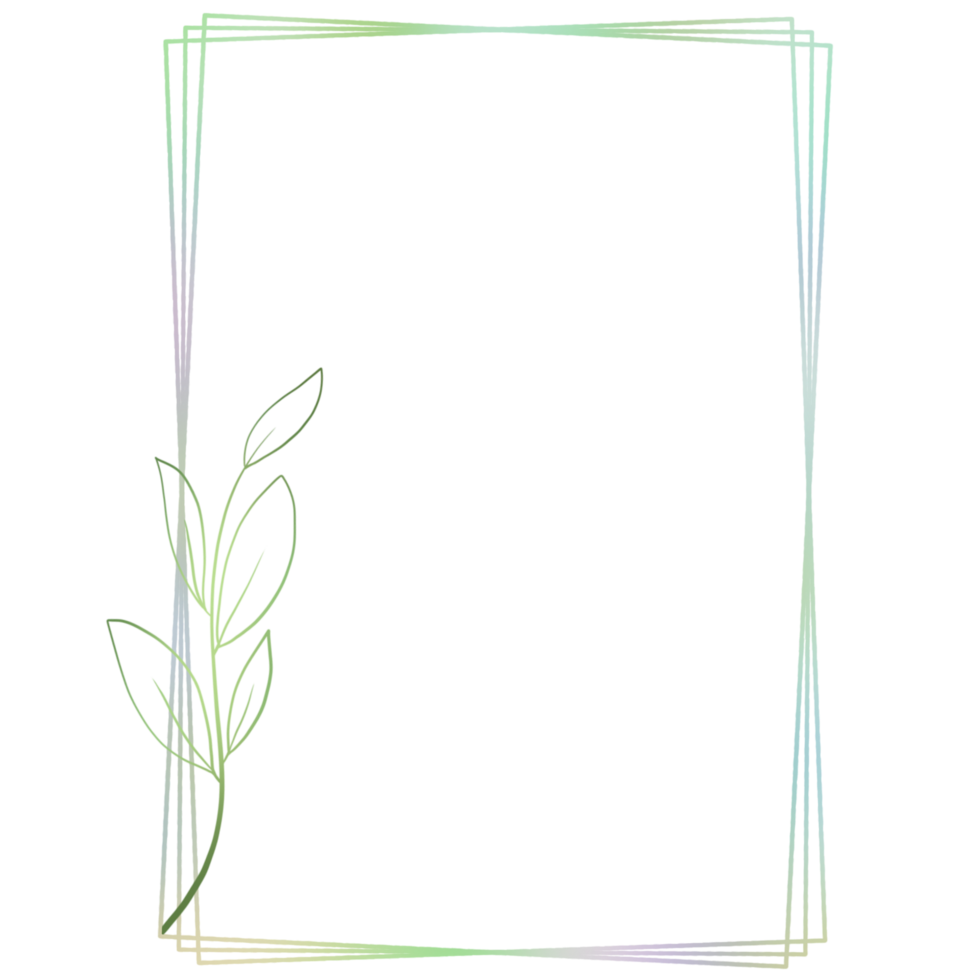Green rectangle frame with a green leaf outline png