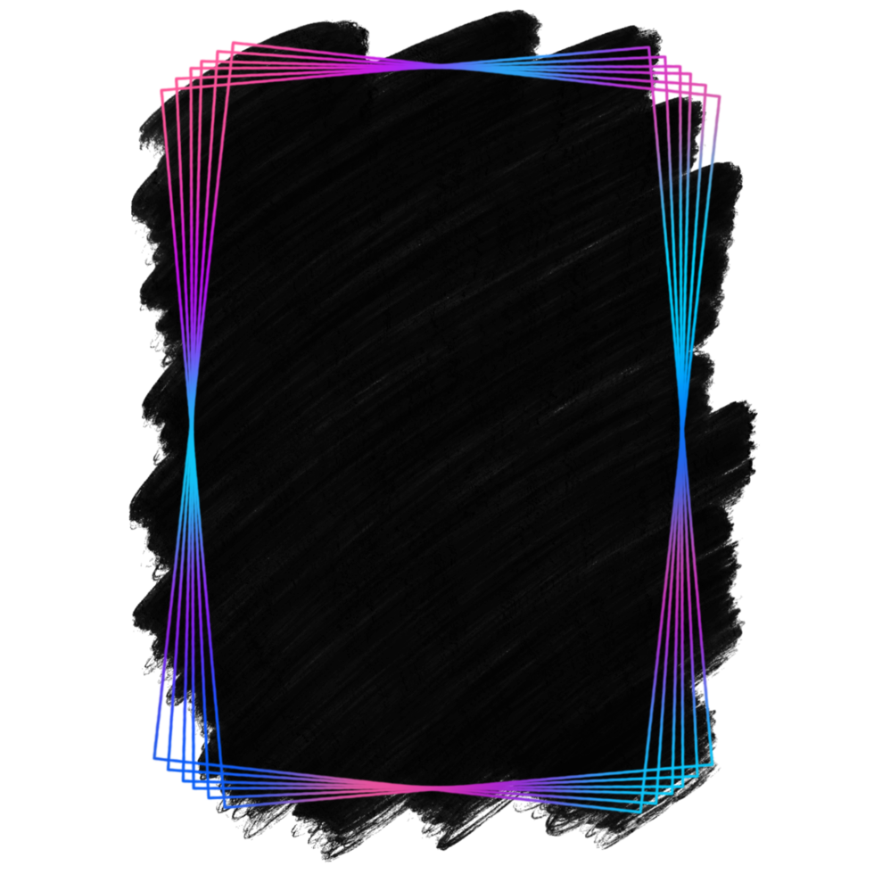 A colorful rectangle frame on a black paint backdrop png