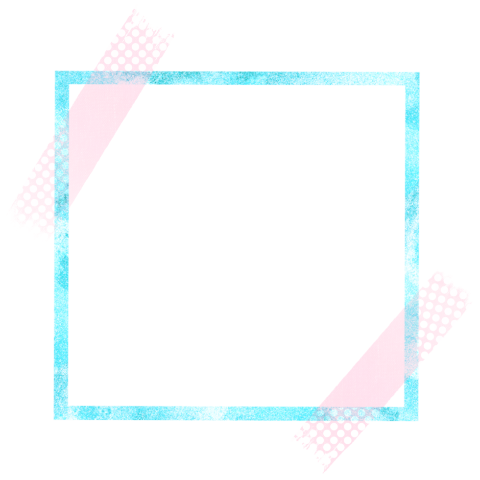 A light blue glittery square frame with decorative light pink tape png