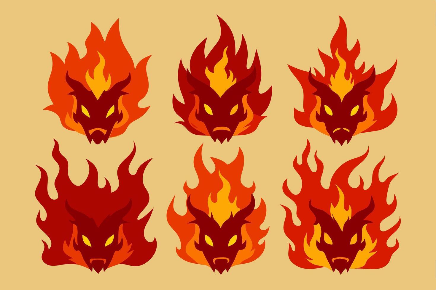 a set of four different fire heads vector
