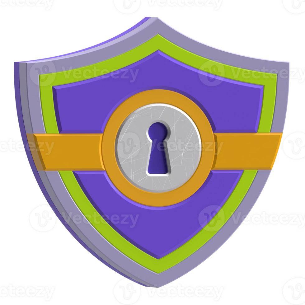 Shield with Lock 3D Icon png