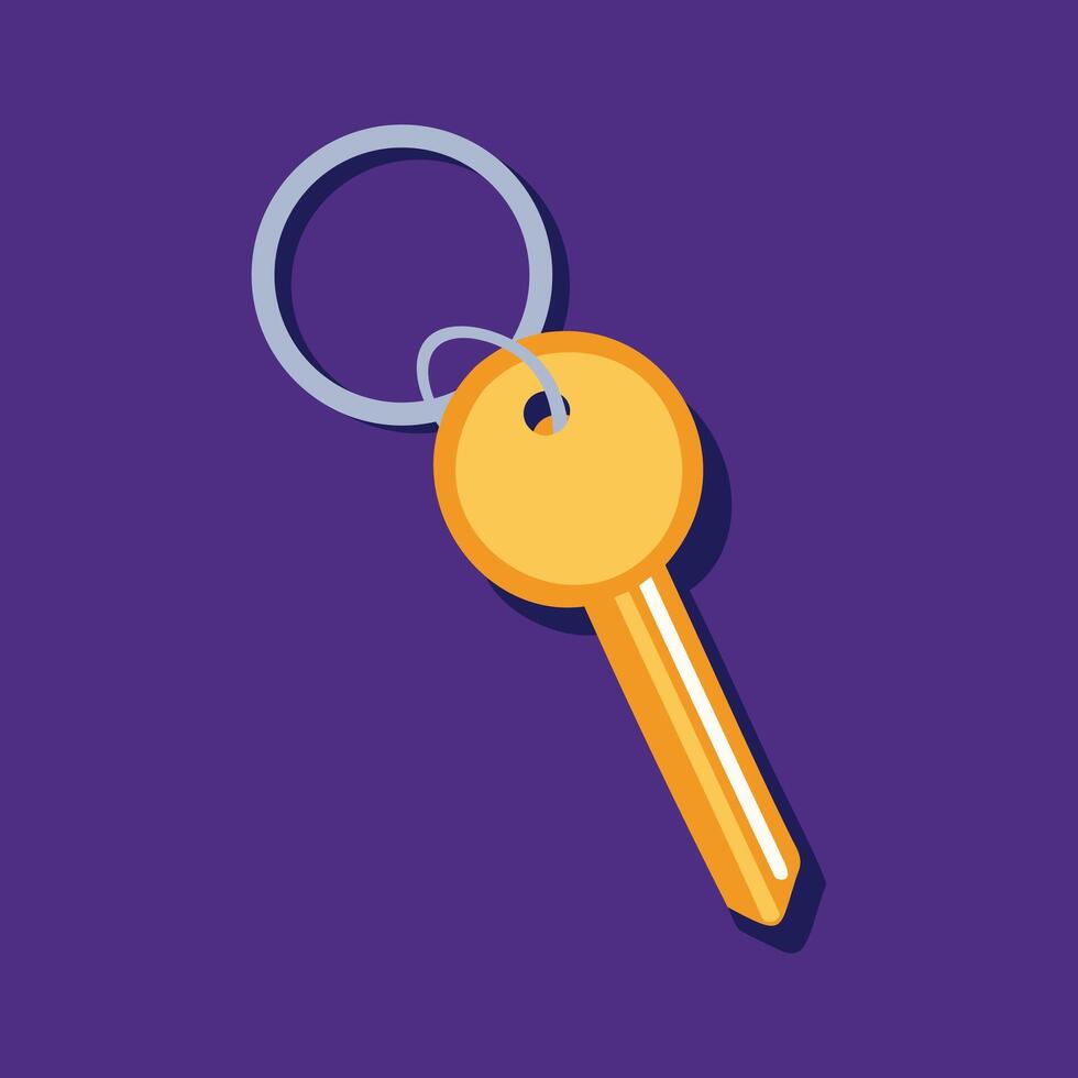 A key on a purple background with chain on it vector