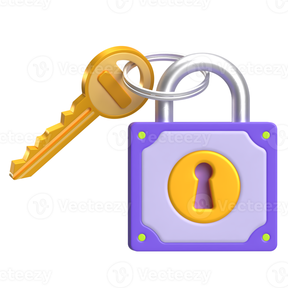Key and Padlock 3D Icon png