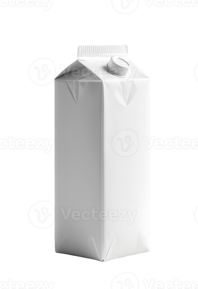 Plain White Milk Carton with Cap. isolated cutout object on transparent background. png