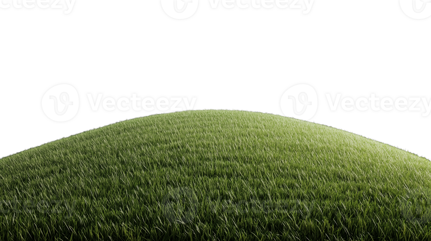 Lush green hill with smooth surface on transparent background png