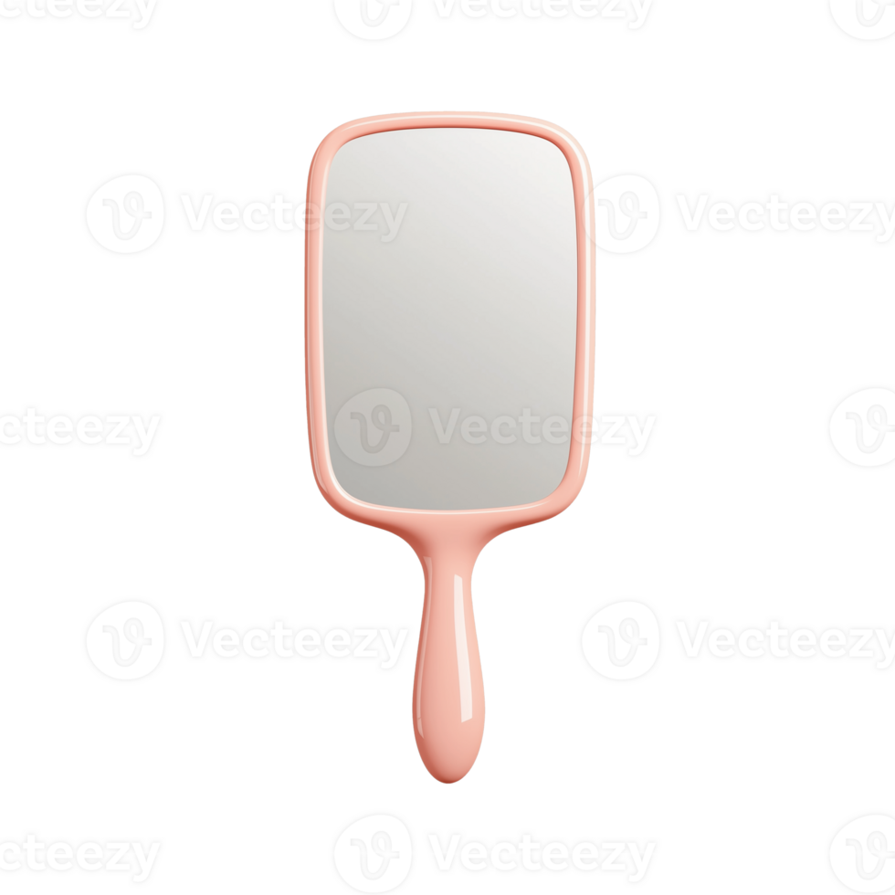 Handheld mirror with pink handle on transparent background png