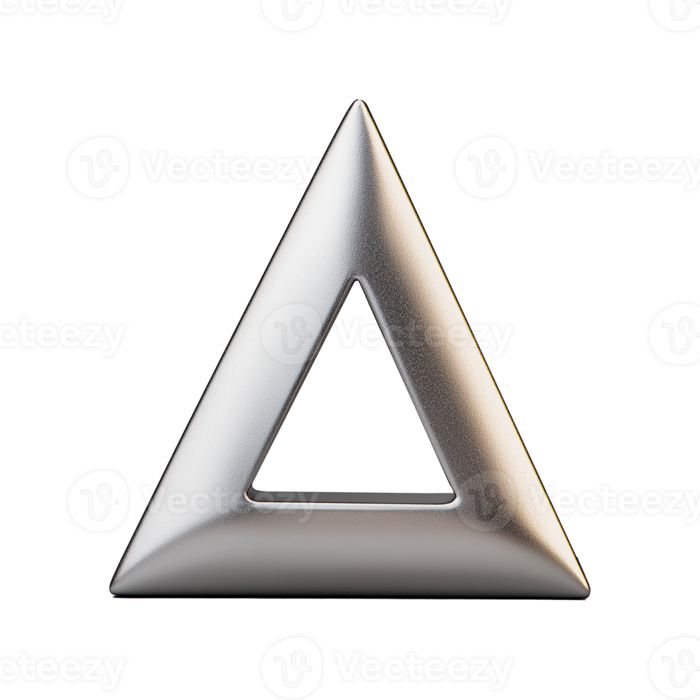 Metallic triangular shape with smooth finish on transparent background png