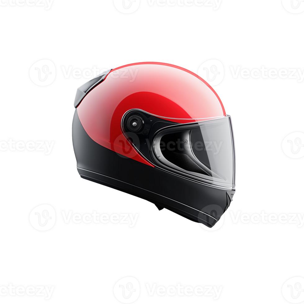 rot und schwarz Motorrad Helm mit Visier auf transparent Hintergrund png