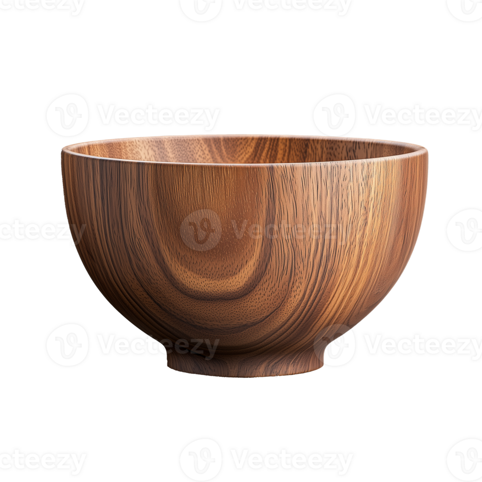 Wooden bowl with natural grain pattern on a transparent background png