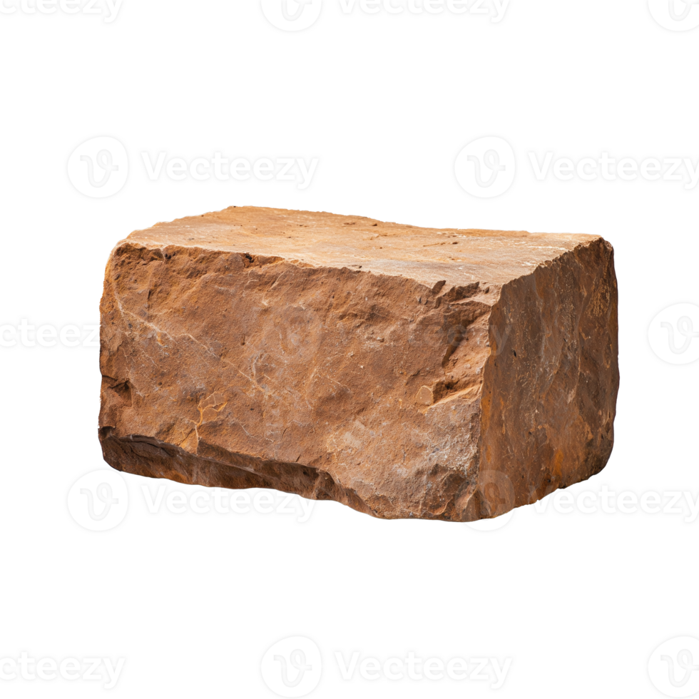 Rough rectangular rock, transparent background png