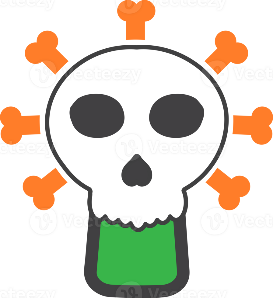 a skull with orange bones png