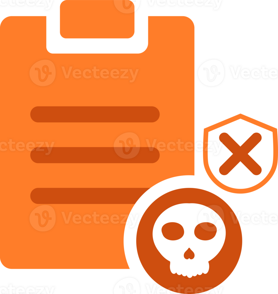 clipboard with skull and delete shield icon png