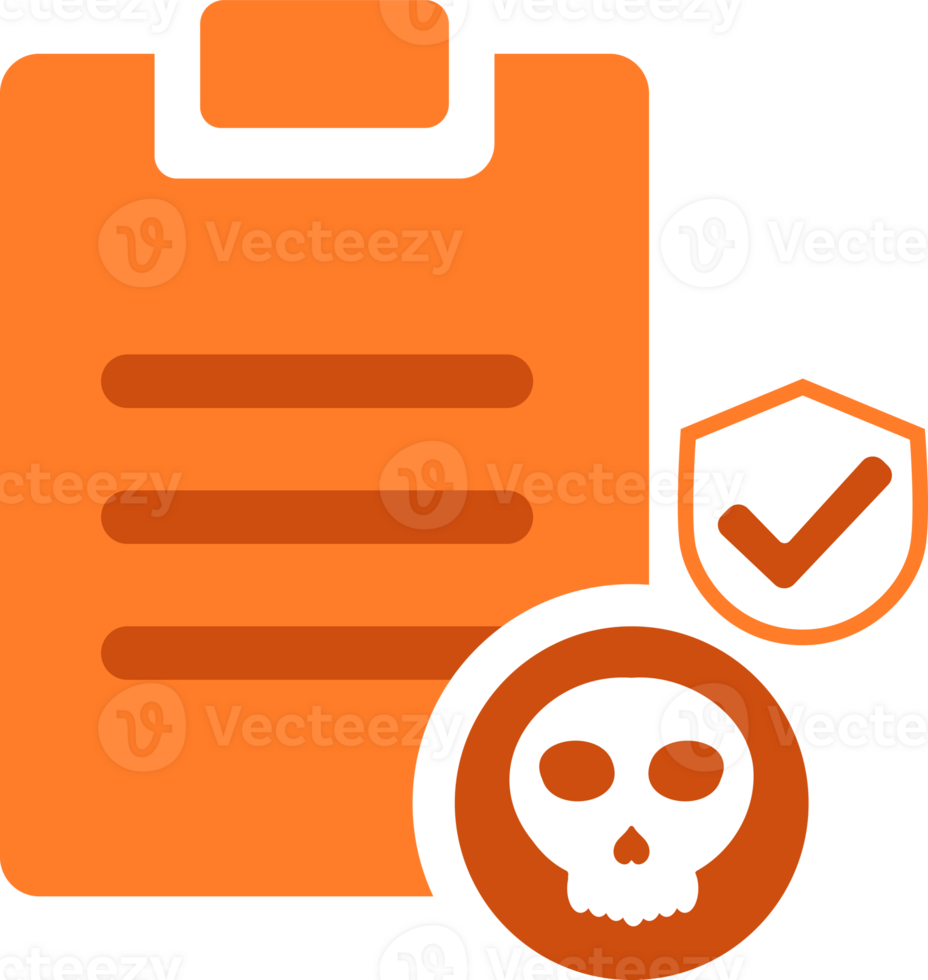 clipboard with skull and checkmark shield icon png