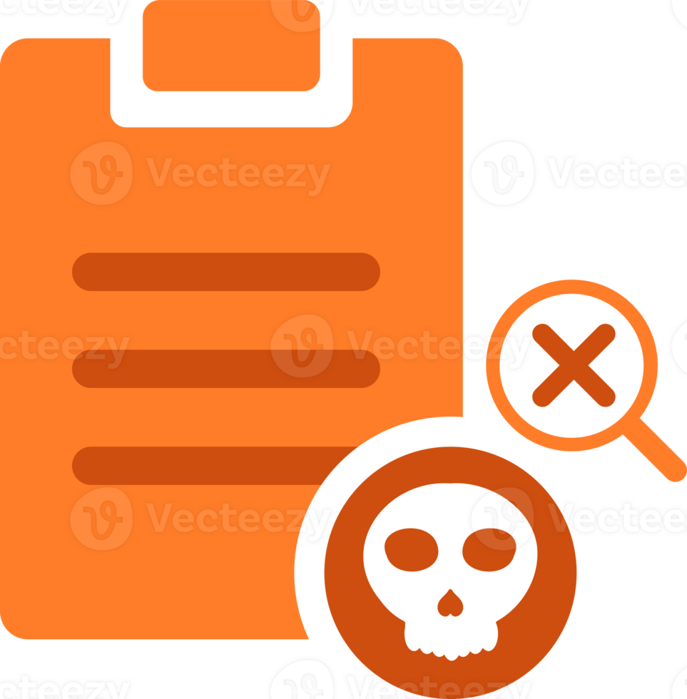 clipboard with skull and delete search icon png