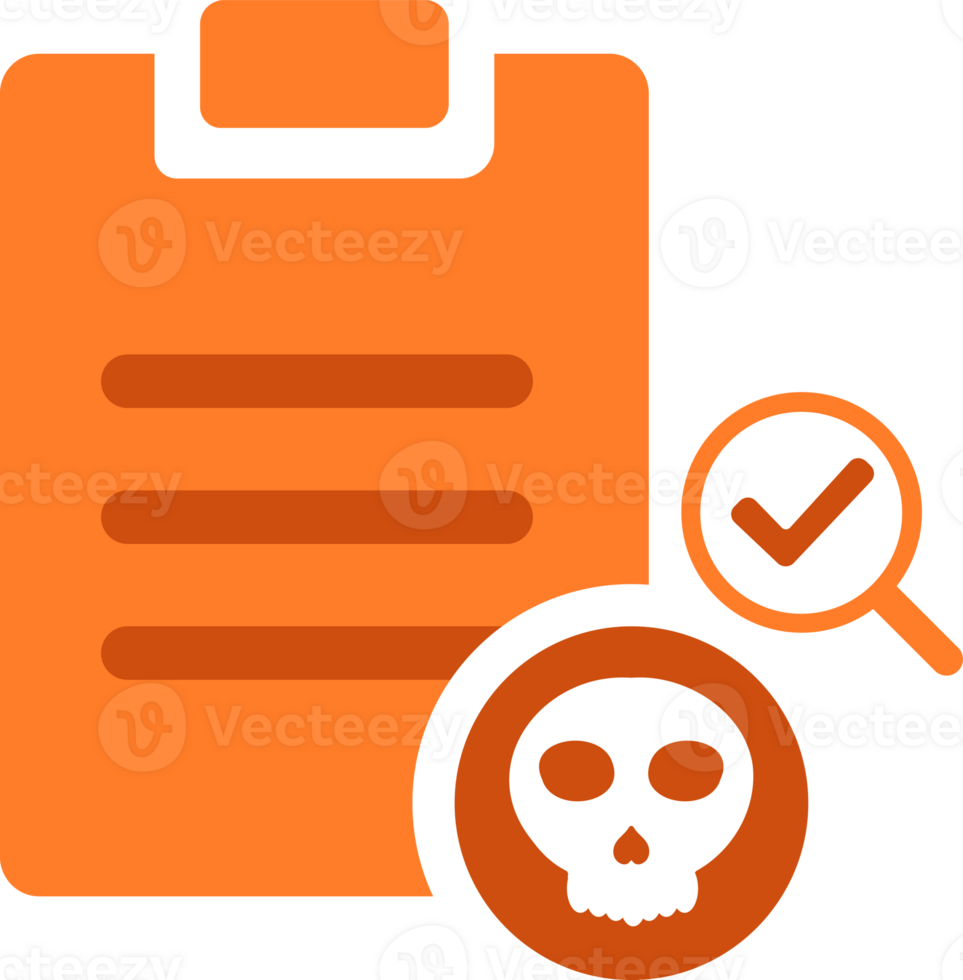 clipboard with skull and checkmark search icon png