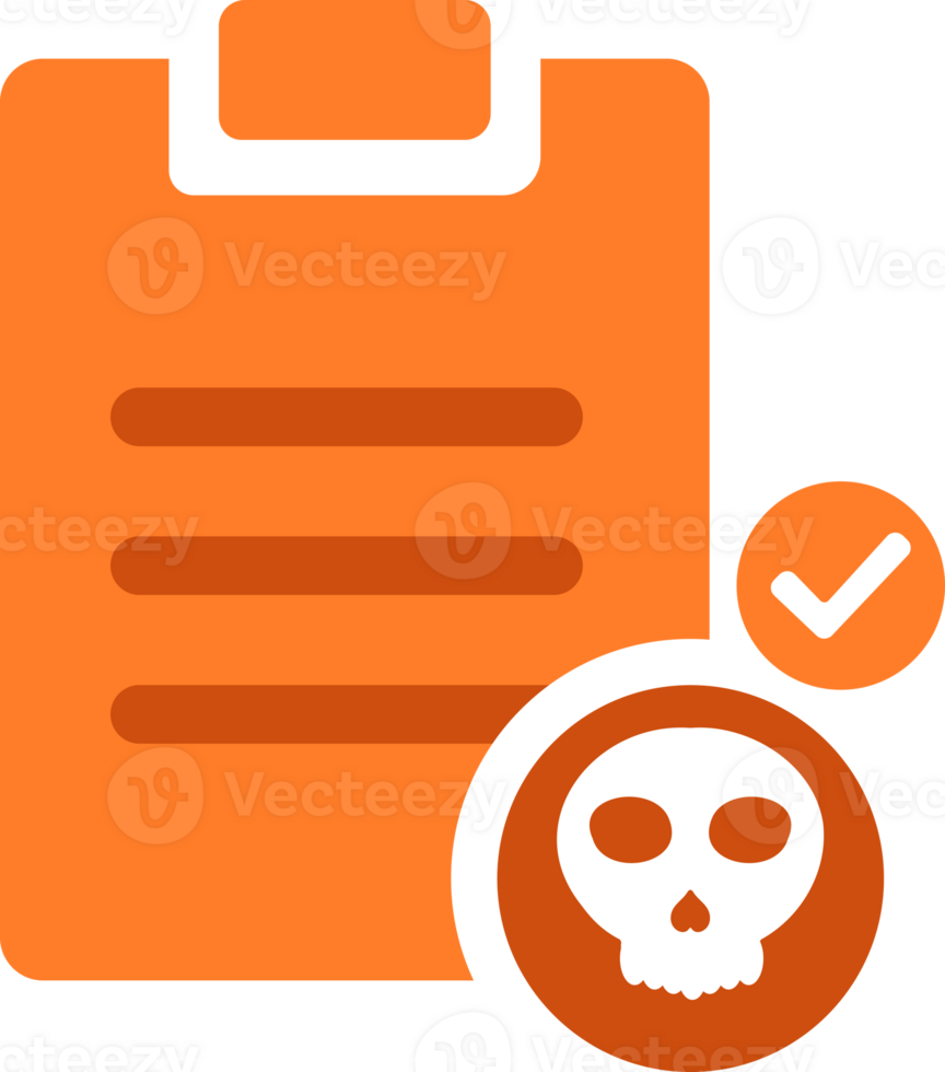clipboard with skull and checkmark icon png