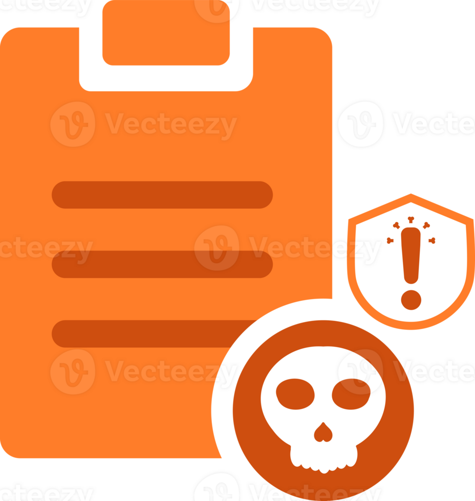 clipboard with skull and warning shield icon png