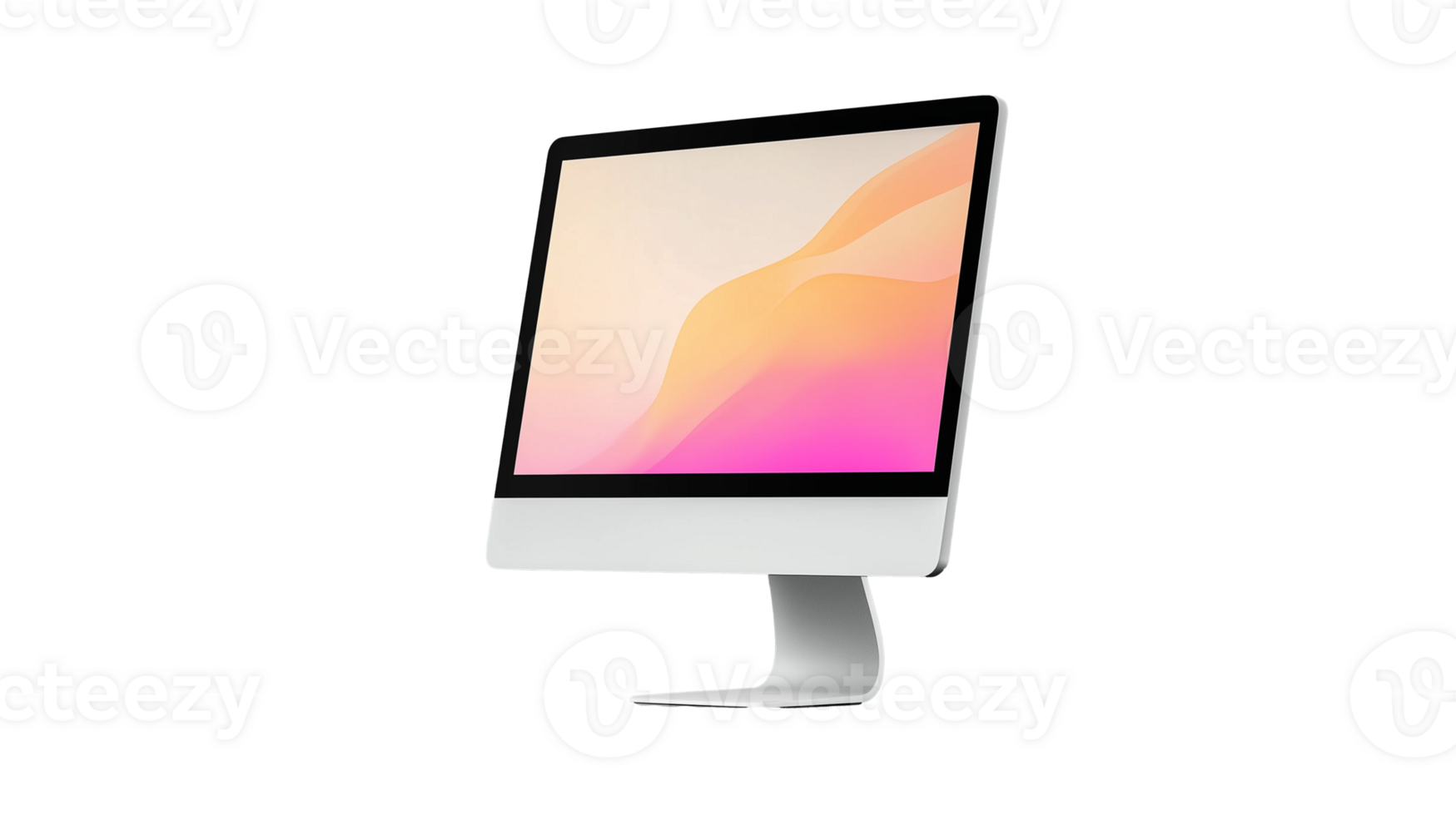 Modern desktop computer with minimalist screen on transparent background, suitable for tech or workspace themes png