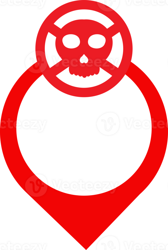 a red and white skull with a red circle around it png